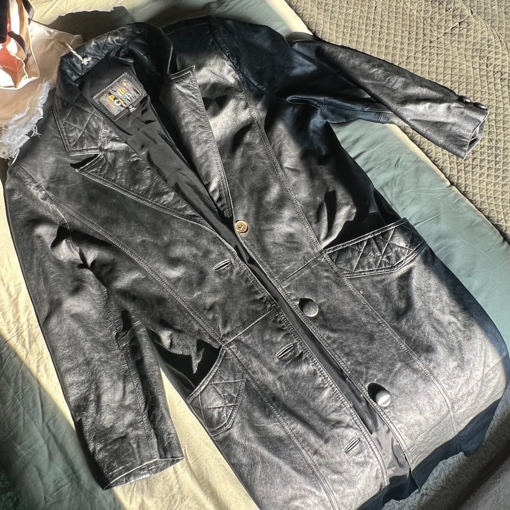 Vintage Leather Trench Coat